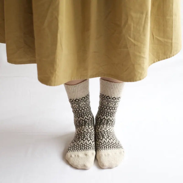 Wool Jacquard Socks - Oatmeal