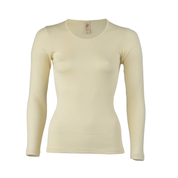 Women's Merino Wool & Silk Long Sleeve Shirt - Wheat