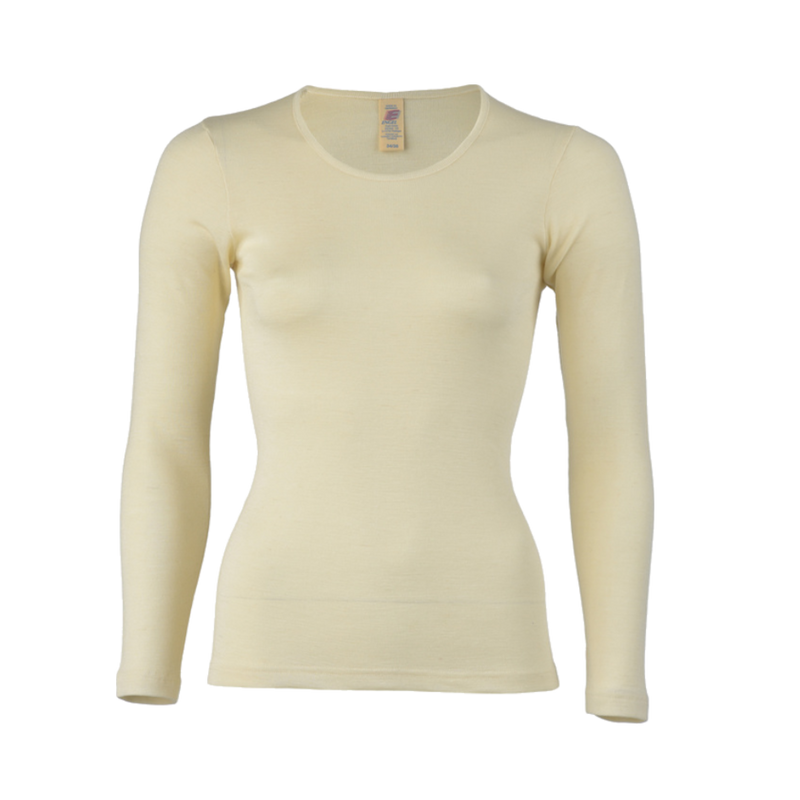 Women's Merino Wool & Silk Long Sleeve Shirt - Wheat