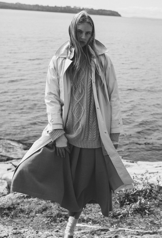 Full-length Women's Wrap Coat in Salt by the water