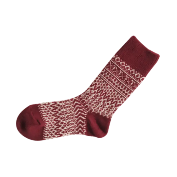 Wool Jacquard Socks - Wine
